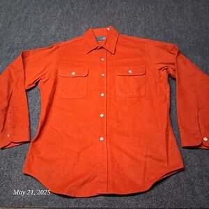 Vintrage Guide Lined Chamois Cloth Flannel Shirt Men Size Large Orange W Pockets
